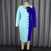 Women's Clothing Color Blocked Rose Dress For Women V Neck Long Sleeve Midi Evening Gown Unique Party/Banquet Wear_ecoleips.com