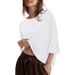 2026 European American Women Casual Oversized Elbow Sleeve Crew Neck Cotton Tops_ecoleips.com