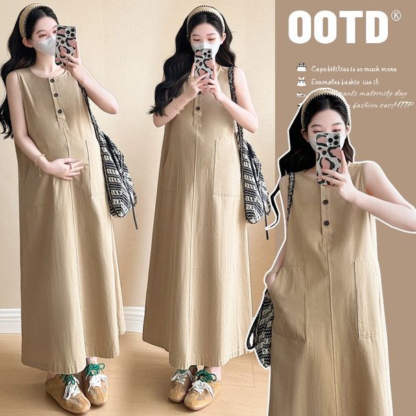 Summer New Korean Fashion Denim Maternity Dress_ecoleips.com