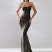 Women's Clothing Sexy Niche Trendy Brand Rhinestone Sling Slim Dress Black Apricot Long Dress Birthday Fishtail Dress_ecoleips.com