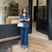 Women's Spring Summer Two Piece Set round Neck Color Block Knit Top Casual Trousers Fashionable Knitwear_ecoleips.com