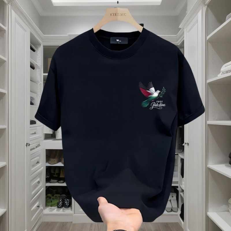 Women's Clothing Cotton Short Sleeved T Shirt Men's Summer Round Neck Fashionable Temperament Versatile Loose Printed Top_ecoleips.com