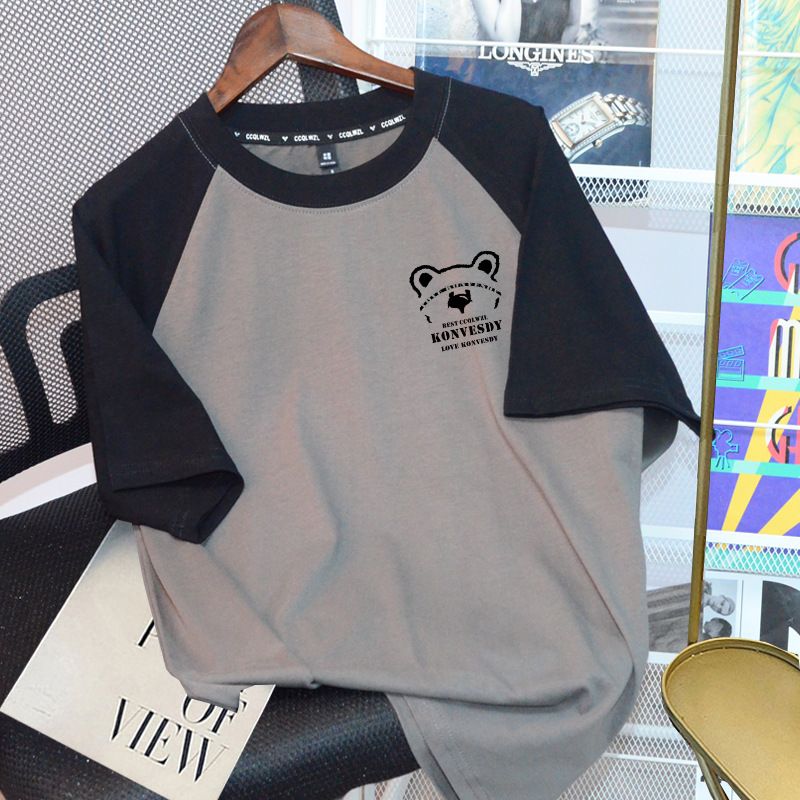 Women's American Style Raglan T-Shirt Short Sleeved Color Block Design Pure Cotton Unique Summer 2024 Top_ecoleips.com