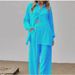 Women's Clothing Long Sleeved Temperament Commuter Skin Color Wrinkled Cloth Solid Color Long Shirt And Wide Leg Pants Suit For Women_ecoleips.com