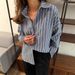 Women's Striped Overshirt Long Sleeve Button Down Shirt Lightweight Linen Blend Open Front Cardigan Loose Fit Boho Chic Spring Fall_ecoleips.com