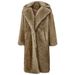 Elegant Longline Faux Fur Coat For Women - Notch Lapel Winter Jacket With Fringe Details, Warm & Stylish Outerwear For Office & Evening Occasions_ecoleips.com