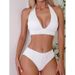 Women's Clothing Solid Color Halter Neck Bikini Set - Elegant & Sexy Beachwear Sexy Beach Swimsuit For Summer Vacation_ecoleips.com