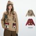 Women's Clothing Cozy Christmas Cartoon Sweater For Couples - Soft Acrylic Blend, Loose Fit, Long Sleeve, Round Neck (Red, Mustard Yellow) - S/M/L_ecoleips.com
