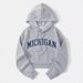 Unisex Short-Length Hooded Sweatshirt With Bold Letter Print – Trendy Pullover For Casual & Commute, Lightweight Polyester, Regular Fit_ecoleips.com