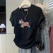 Women's High Quality Cotton round Neck Short Sleeve T-Shirt Slim Fit Unique Style Youthful Elegant Top_ecoleips.com