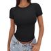 Slim Fit Women's T-Shirt round Neck Sexy Summer Top European American Style Women's Clothing_ecoleips.com