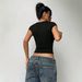 European And American Style Deep V-neck Metal Ring Decoration Waist Slim Spice Girl Exposed Navel Short Top_ecoleips.com