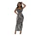 Verve TD2768 Summer Women's Zebra Print Elegant Long Backless Two-Way Dress_ecoleips.com
