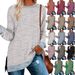 Cross-border European And American Women's Clothing Independent Station Long-sleeve Round-neck Color-blocked Slit_ecoleips.com
