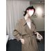 2026 Spring New Loose-Fit Korean Style Turn-Down Collar Trench Coat For Women, Double-Breasted Mid-Length Textured Coat,_ecoleips.com