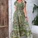 European And American Women's Clothing, Bohemian Style 2026 New V-neck Long Dress, Waist-cinching Floral_ecoleips.com