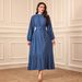 Women's Clothing Elegant Beaded Pleated Dress Waist Long Dress_ecoleips.com