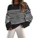 Aria Basics Aria Basics Cross-border 2025 New Popular European American Women's Sweater, Autumn Winter Round Neck Pullover, Loose And Thick_ecoleips.com