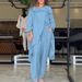 Women's Clothing Fashion Solid Color Loose Tops And Wide Leg Pants Casual Two Piece Suits_ecoleips.com