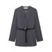 2025 Autumn New Style Women's Mid-Length V-Neck Belted Blazer + High-Waisted Flared Pants Set_ecoleips.com