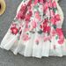 Women's Clothing Elegant Dress Women's Summer Celebrity Style Ruffled V-Neck Tight Waist Slim-Fit Printed Large-Length Dress_ecoleips.com