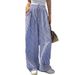 European And American Cross-border Striped Casual Pants For Women, Straight-leg Foreign Trade Women's Clothing,_ecoleips.com