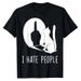 Cat Shadow I Hate People Middle Finger T-Shirt Humor Funny Kitty Graphic Outfit Short Sleeve Blouses Gifts Sarcastic_ecoleips.com