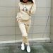 Women's Fleece Lined Thickened Sweatshirt Pants Set Headset Wave Print European American Cross Border Style_ecoleips.com