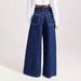 Women's Clothing Distressed Wide-Leg Jeans For Women – Rhinestone Pocket Boho Denim Pants (S-XXL, Vintage Wash, Non-Stretch)_ecoleips.com