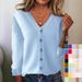 Women's Oversized Knit Cardigan Sweater - Lightweight Long Sleeve V-Neck Open Front Coat, Spring & Fall Layering Essential, Solid Colors_ecoleips.com