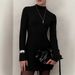 Long-sleeved Semi-turtleneck Dress Knitted Skirt 2025 Spring Foreign Trade European And American Temperament Playful A-word Short Skirt_ecoleips.com