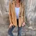 2025 European And American Autumn Winter New Women's Casual Woolen Lapel Button Fake Pocket Blazer_ecoleips.com