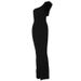 New Elegant Solid Color Off-Shoulder Patchwork Feather Slim Fit Long Evening Dress For Women_ecoleips.com
