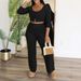 Women's Stylish Solid Color Long-Sleeve Trousers Set Timeless Style Effortless Comfort Fashion for Effortless Elegance_ecoleips.com