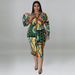 Plus Size Women's Long Dress Printed Multi Color Casual Sexy Shirt Long Sleeved_ecoleips.com