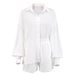 Hollow Jacquard Niche French Long Sleeve Suit Shirt 2025 Spring Summer New Shorts Casual Women's Fashion Design White_ecoleips.com