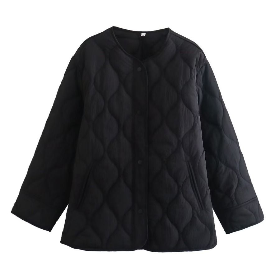 Early Spring Women's Cotton Jacket With Side Slits - Fashionable Loose Fit Streetwear Coat In Black & Olive Green (Sizes S/M/L)_ecoleips.com