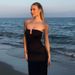 French-style Hot-selling Women's Clothing 2025 Autumn And Winter New Sexy U-neck Strapless Ruched Bodycon Dress For_ecoleips.com