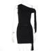 2025 Summer New Fashion Women's Clothing Fashionable Asymmetrical Neck Tie Top Slim Fit Ruched Skirt Set Wholesale_ecoleips.com