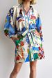 Women's Clothing Linen Casual Printed Shirt Cardigan Lace Up Dress_ecoleips.com