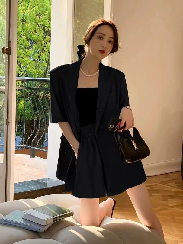 ng2510292 Wholesale High-quality 2024 Summer New Thin Suit Jacket Short-sleeved Loose Mid-length Elegant Set_ecoleips.com