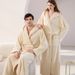Aria Basics European American Style -style Extra-long Bathrobe, Ankle-length, Hooded, Thickened, Couple's Flannel Bathrobe For_ecoleips.com