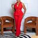 K Women's Suit Collar Sexy Fashion Chain Casual Wide Leg Jumpsuit_ecoleips.com