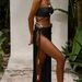 Women's Clothing Split Bikini Skirt Three Piece Black Halter Neck Sexy Swimsuit_ecoleips.com