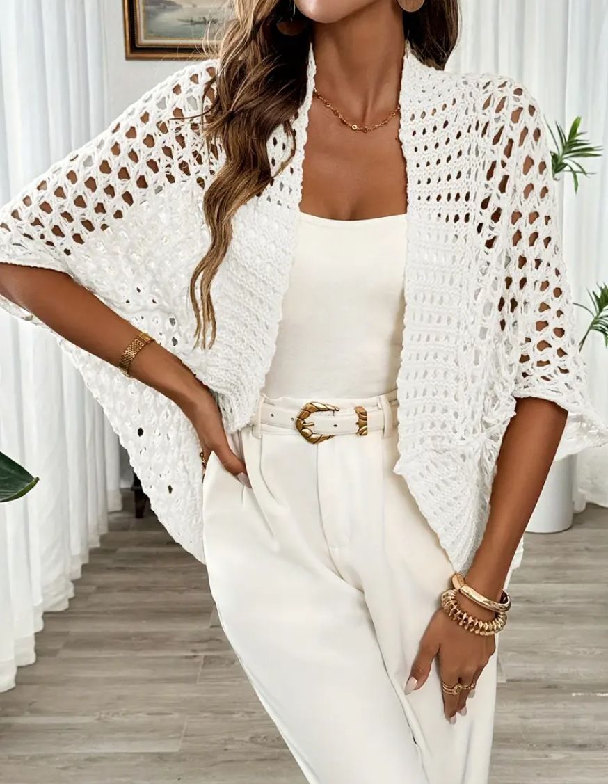 Cross-border European And American New Women's Hollow-out Knitwear, Thin Summer Style_ecoleips.com