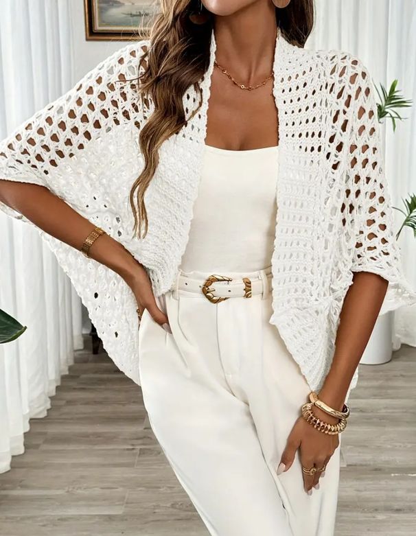 Cross-border European And American New Women's Hollow-out Knitwear, Thin Summer Style_ecoleips.com