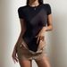 Women's Round Neck Short Sleeve Bodysuit Slim Fit Base Layer Summer Hot Girl Casual Jumpsuit Romper_ecoleips.com