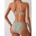 New Women's Printed Lace-Up Two-Piece Swimsuit Beach Spa Bikini Swimwear American Styl_ecoleips.com