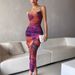 Women's Clothing Sleeveless Tie Dye Sling Print Seaside Vacation Mesh Dress_ecoleips.com