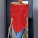 Women's Clothing Simple Solid Color One Shoulder Ruffled Shirt Tops For Women_ecoleips.com
